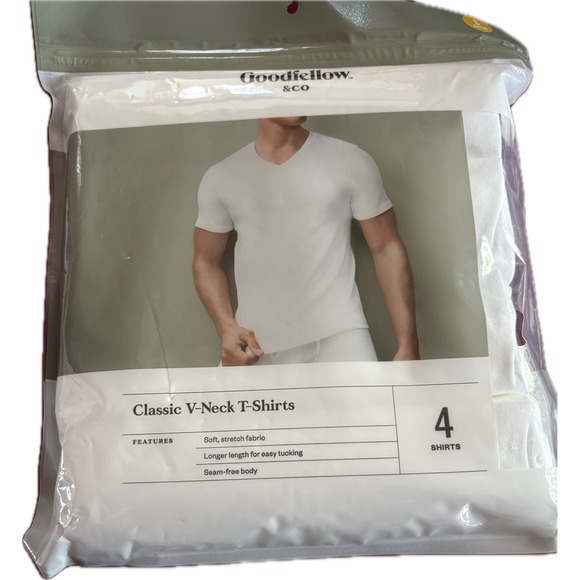 NEW in Package Goodfellow & Co Mens Classic V-Neck T-Shirts 4-Pack SMALL 34/36 - Picture 3 of 4